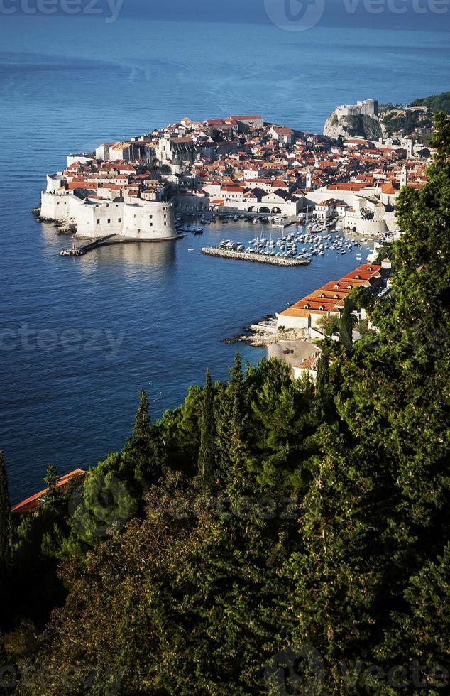 dubrovnik vista della città vecchia e della costa adriatica in croazia balcani foto