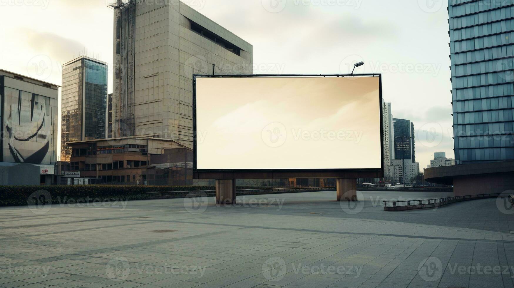 vuoto grande tabellone annuncio pubblicitario modello su il moderno edificio esterno foto