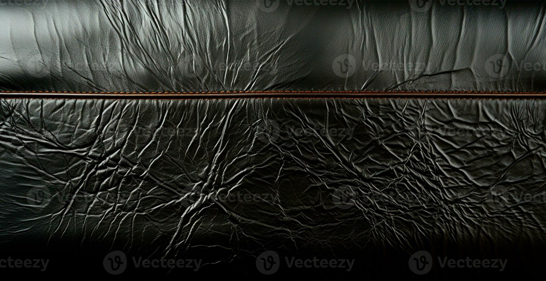 panoramico struttura di nero eco pelle - ai generato Immagine foto