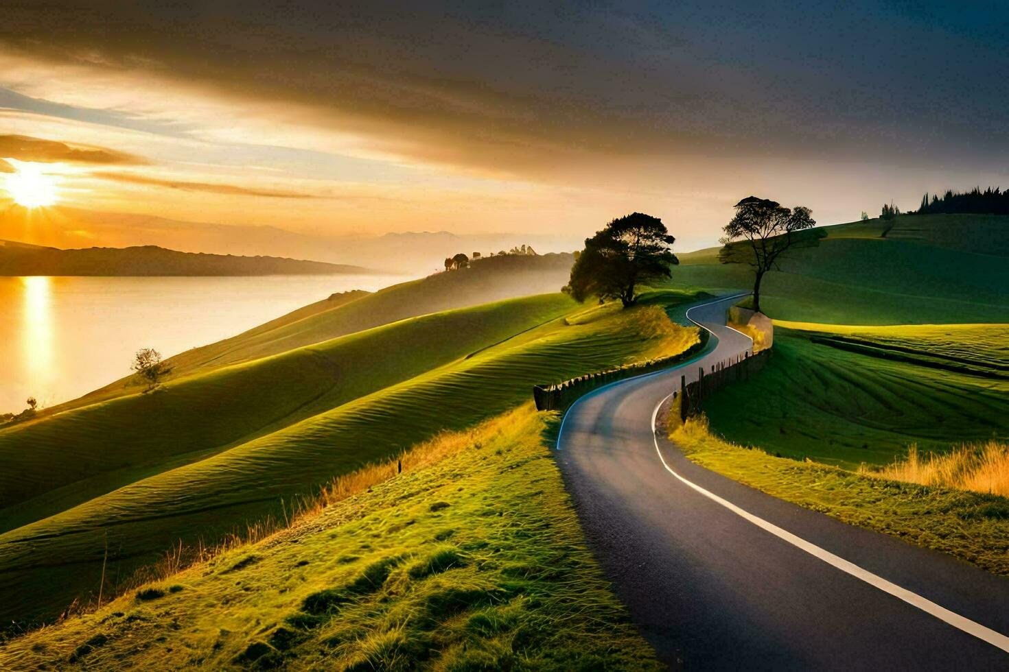 il strada per Wanaka, nuovo zelanda. ai-generato foto