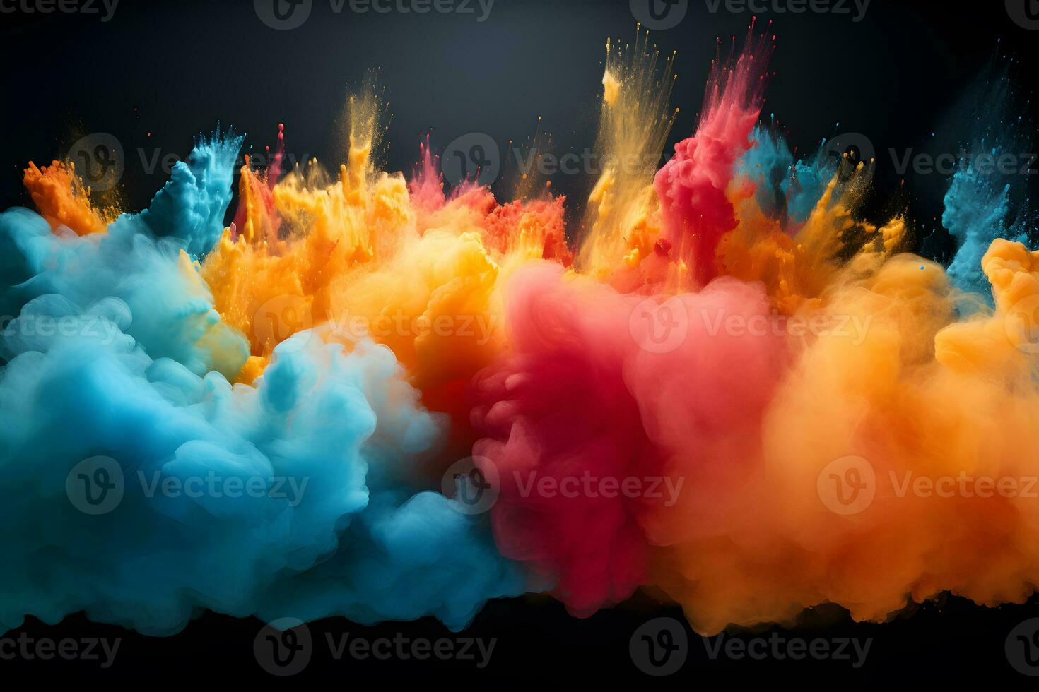 colorato polvere sparpagliato su un' nero sfondo generativo ai foto