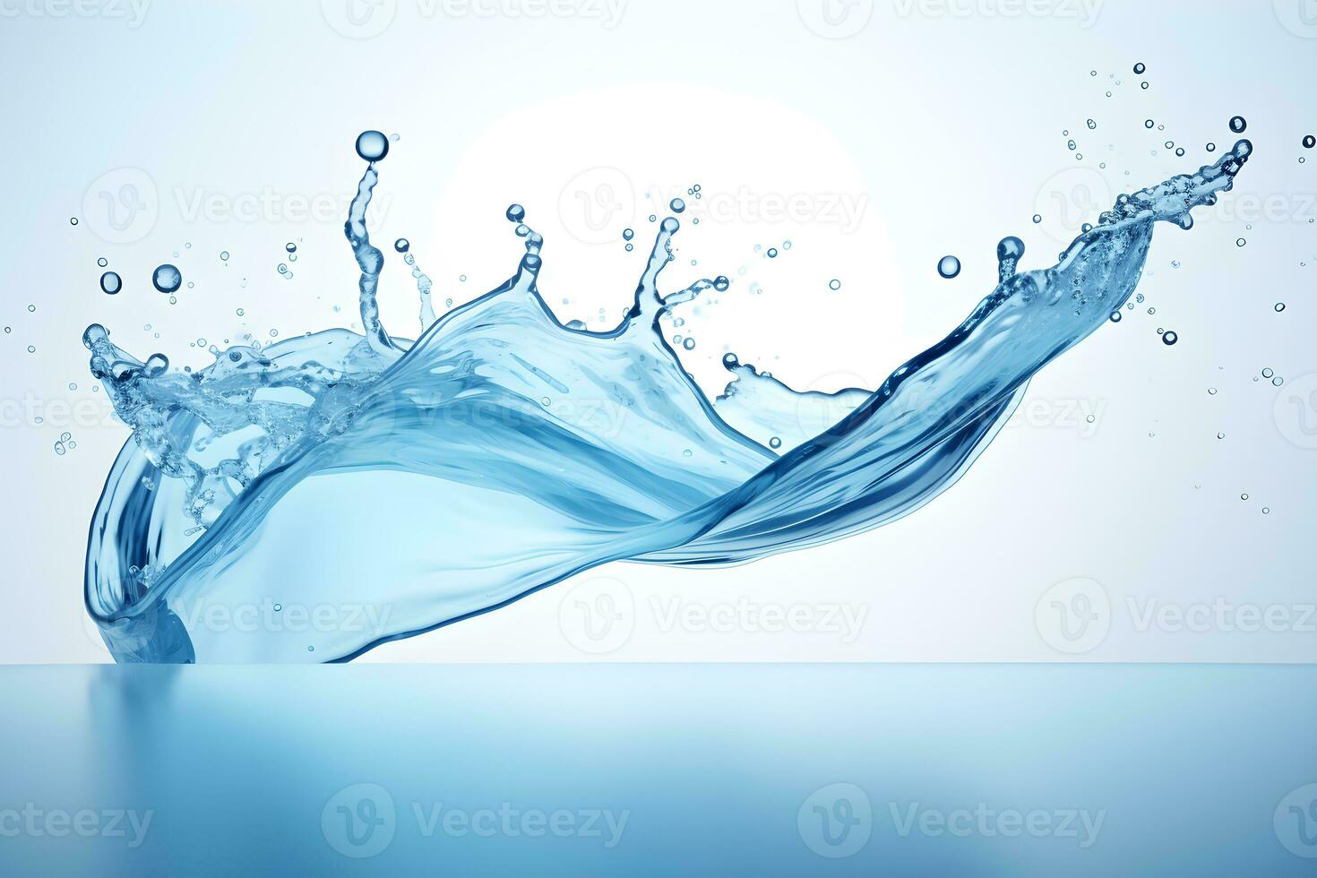 blu acqua onda spruzzi e flusso forme con gocce generativo ai foto