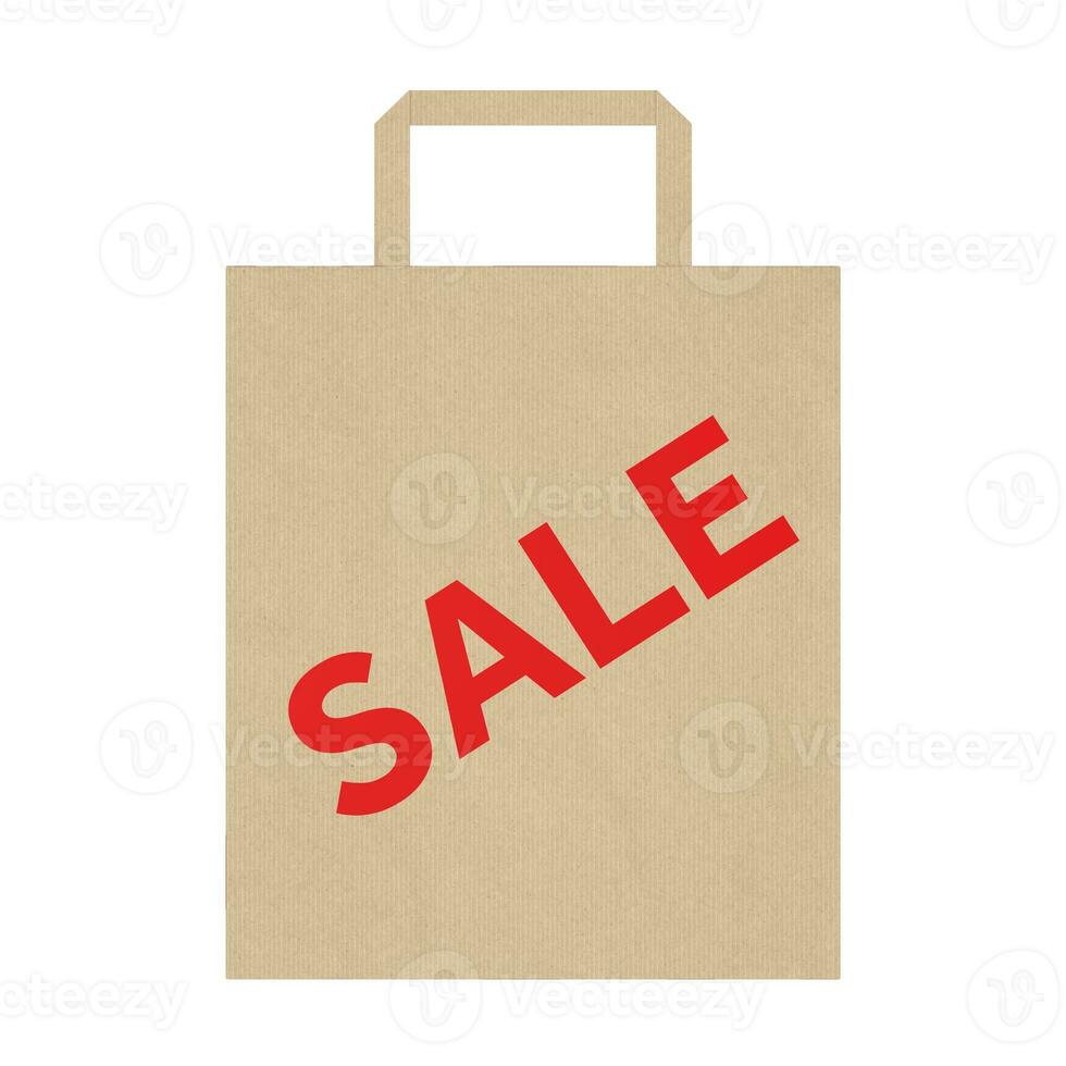 shopping carta Borsa con rosso vendita cartello. 3d interpretazione foto