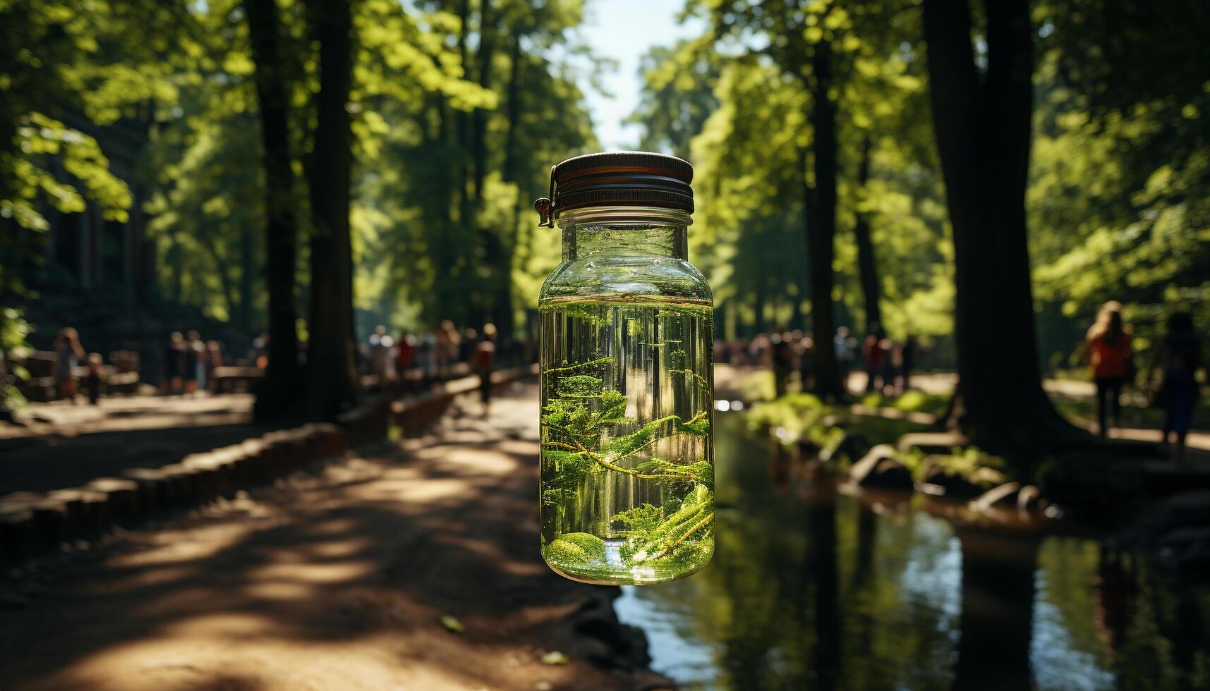 freschezza di estate nel natura verde foglie, rinfrescante bere, salutare cibo generato di ai foto