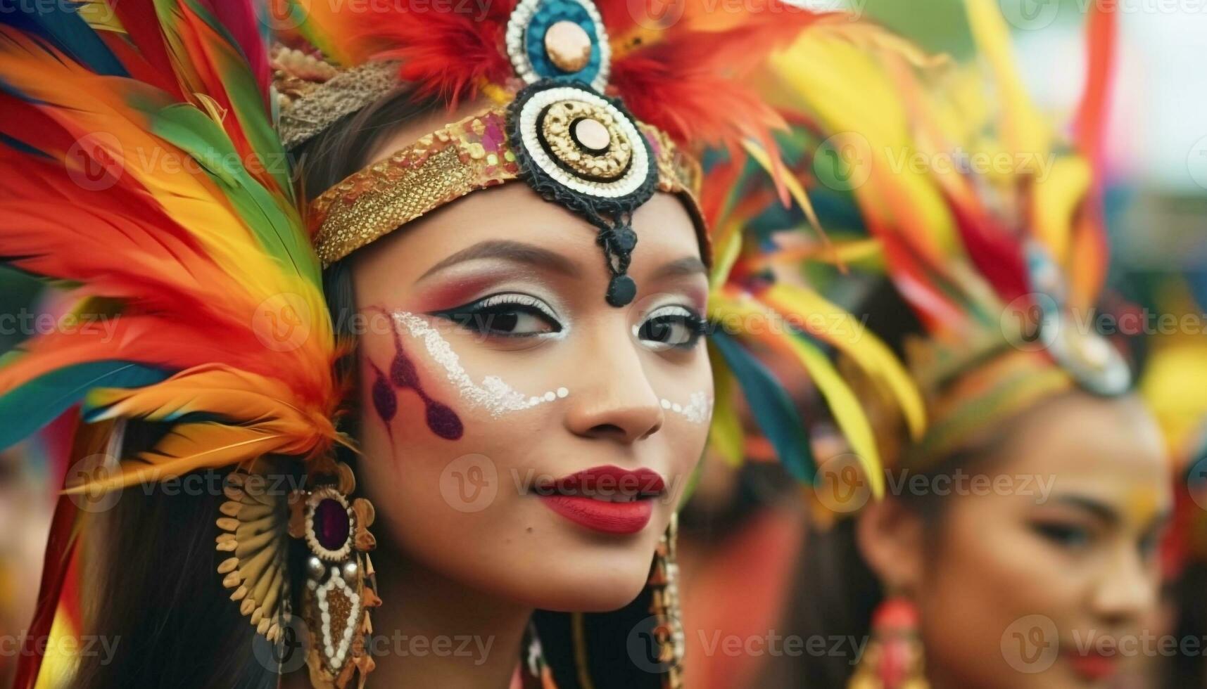 un' colorato celebrazione di bellezza e cultura con indigeno donne generato di ai foto