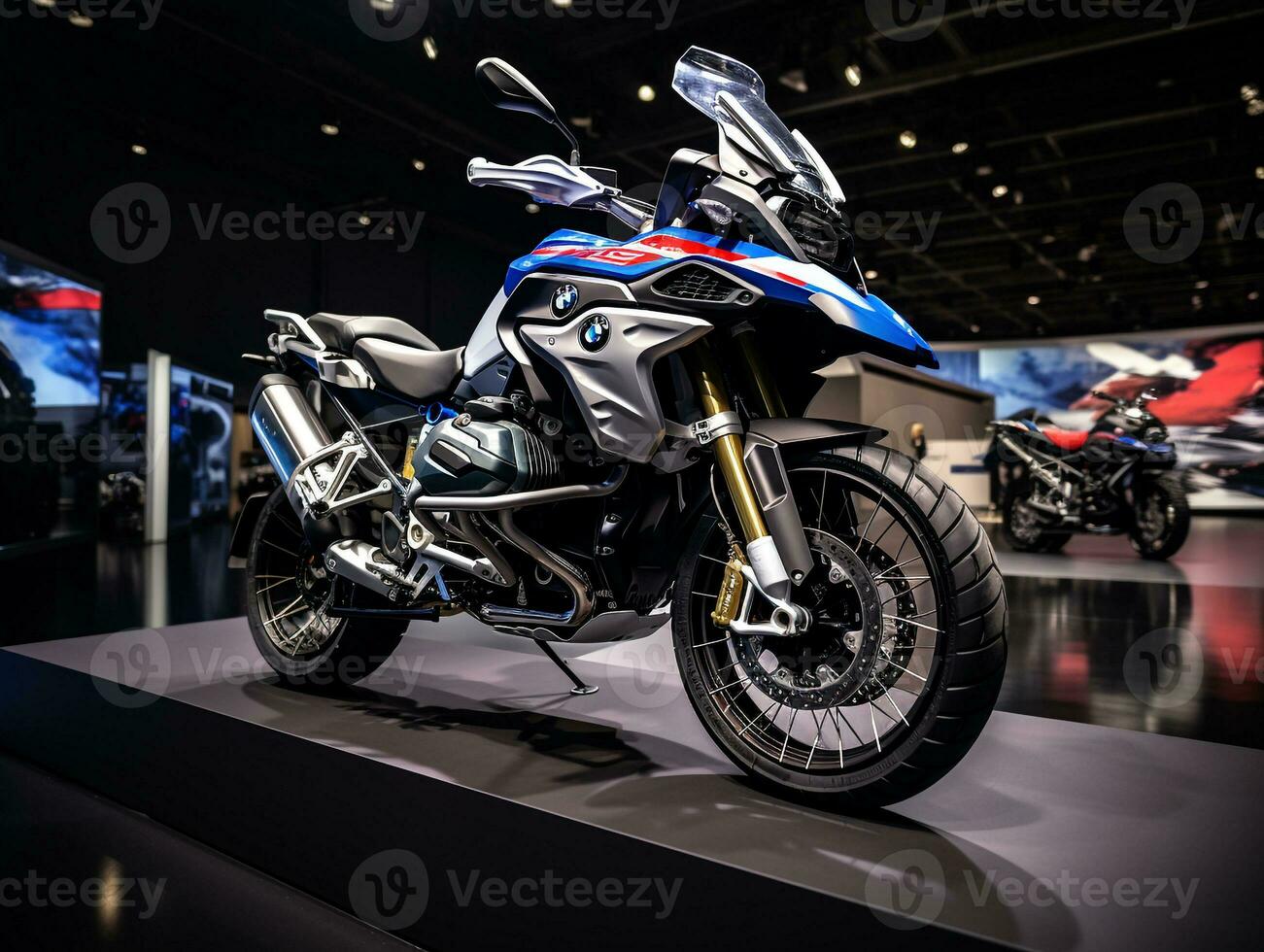 BMW r 1250 gs esposizione. generativo ai foto