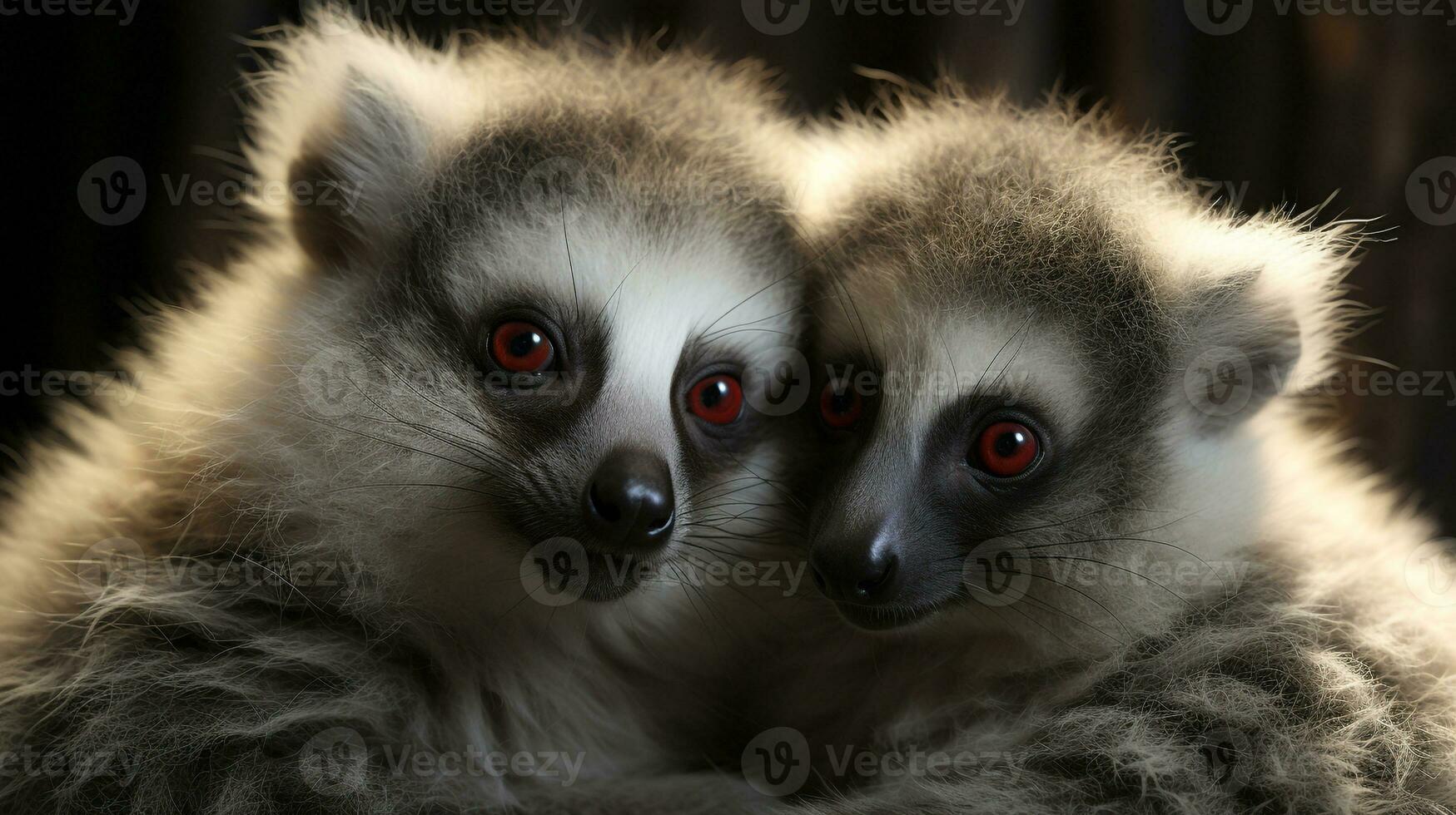 foto di da sciogliere il cuore Due lemuri con un enfasi su espressione di amore. generativo ai