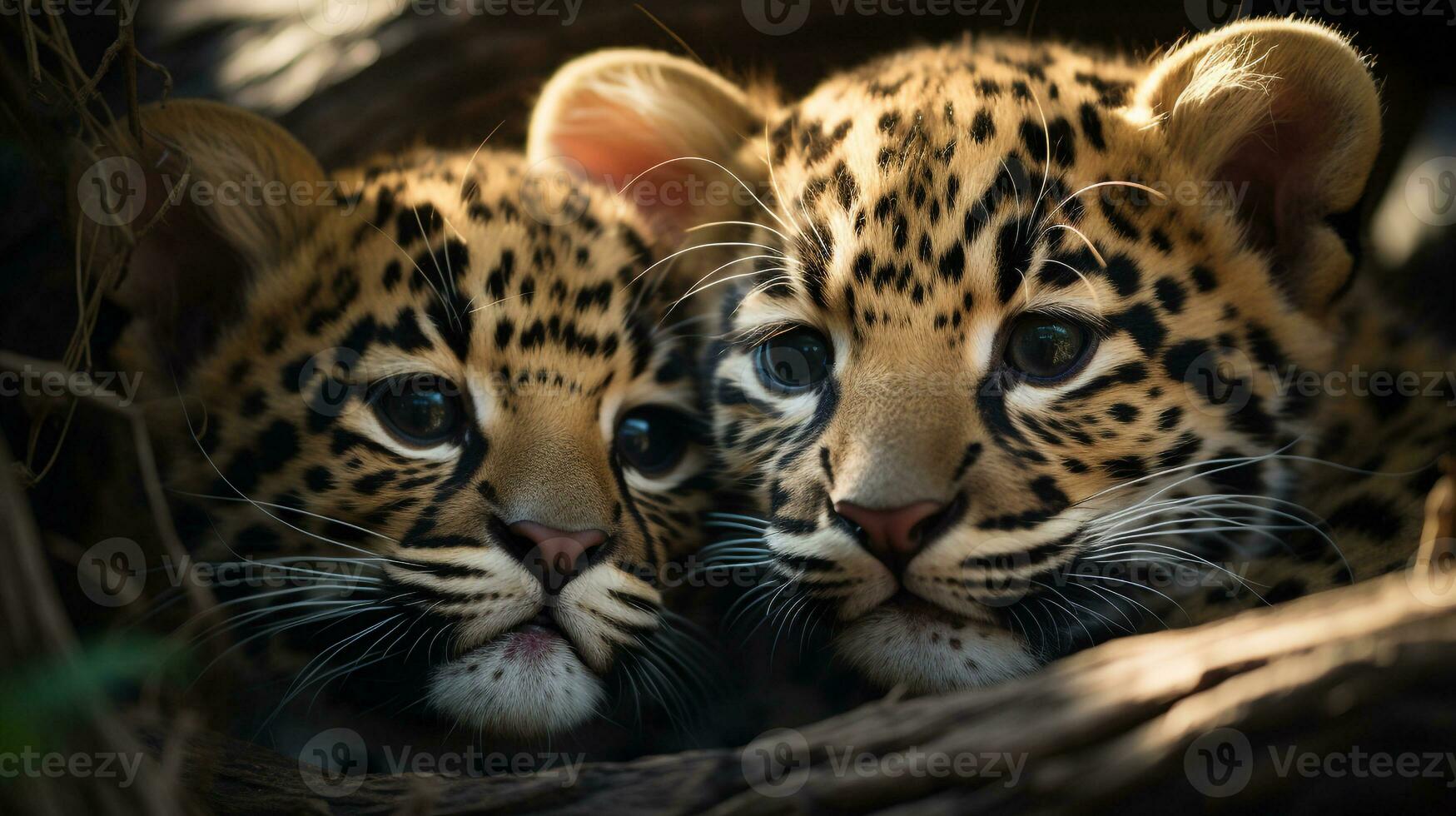 foto di da sciogliere il cuore Due giaguari con un enfasi su espressione di amore. generativo ai