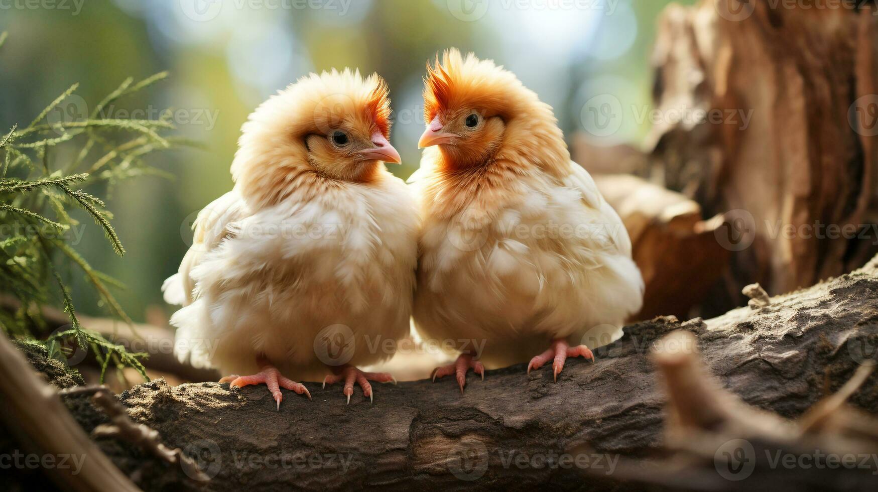 foto di da sciogliere il cuore Due polli con un enfasi su espressione di amore. generativo ai