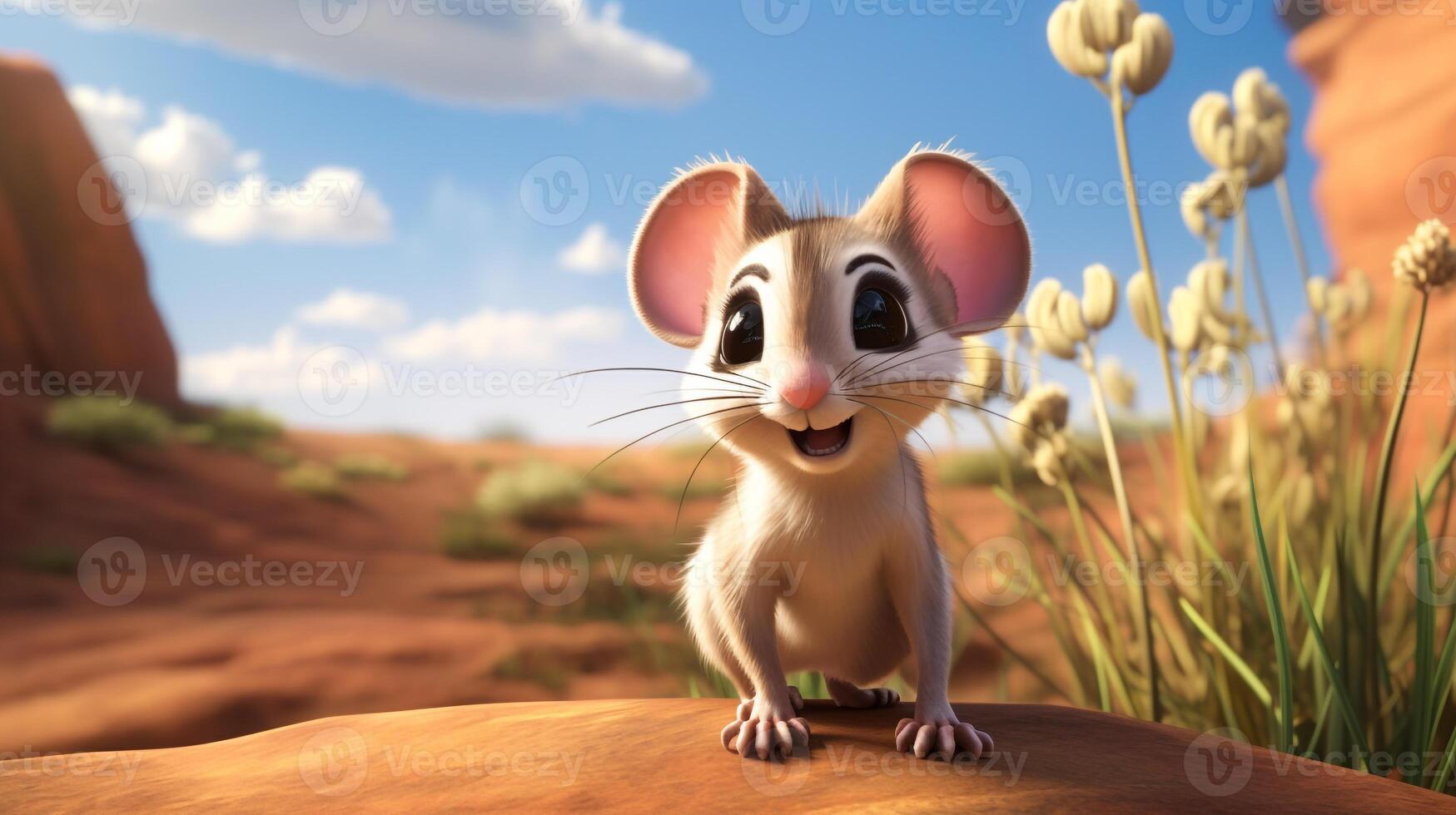 un' carino poco canguro ratto nel disney cartone animato stile. generativo ai foto