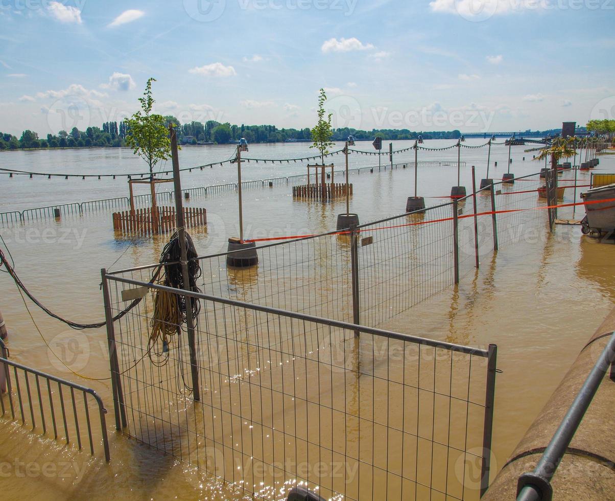 Inondazione del fiume Reno a Mainz, Germania foto