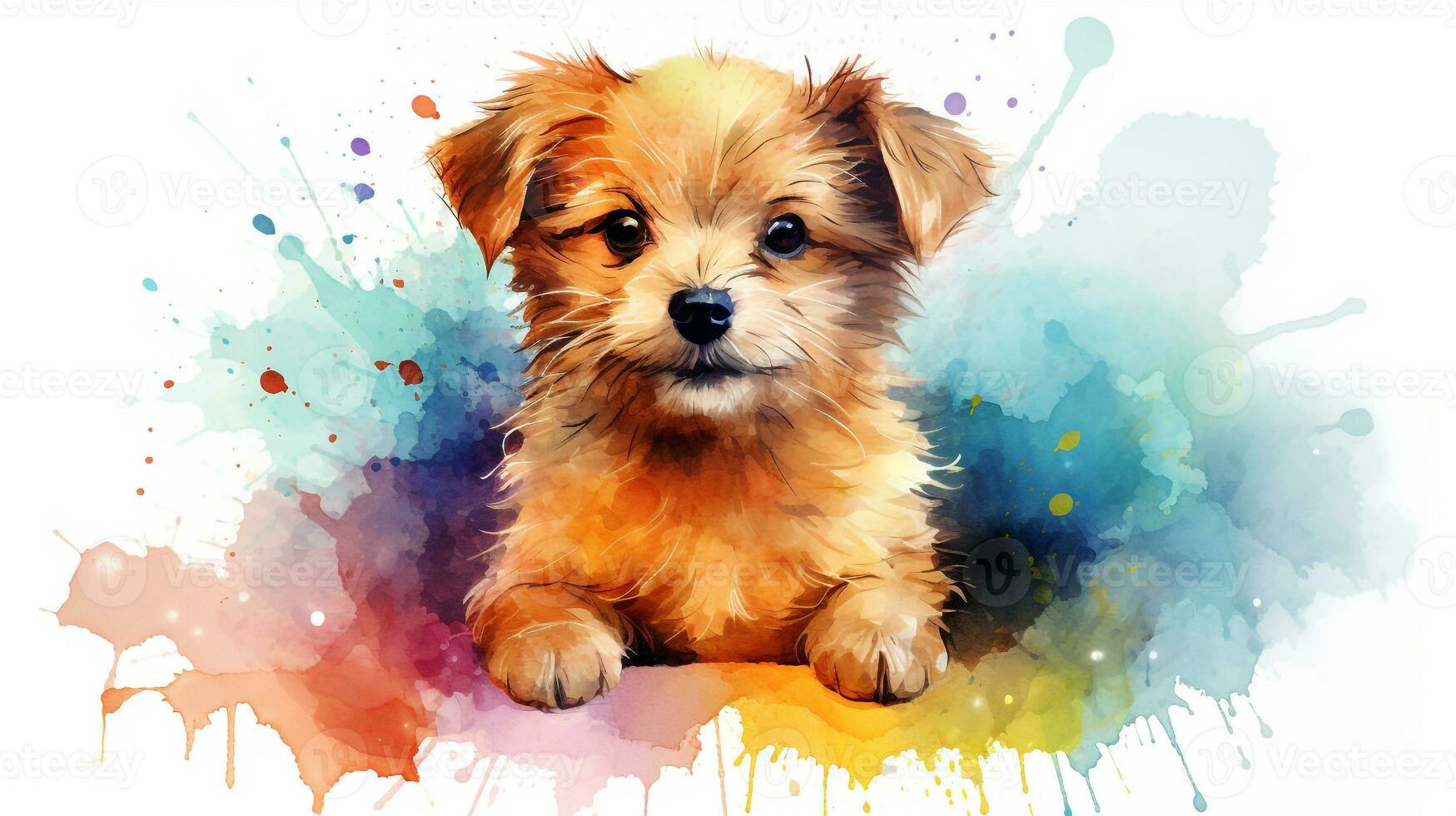 un' carino poco cane nel acquerello stile. generativo ai foto