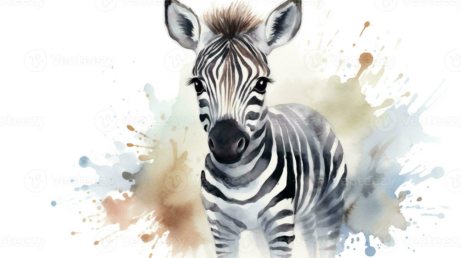 un' carino poco zebra nel acquerello stile. generativo ai foto