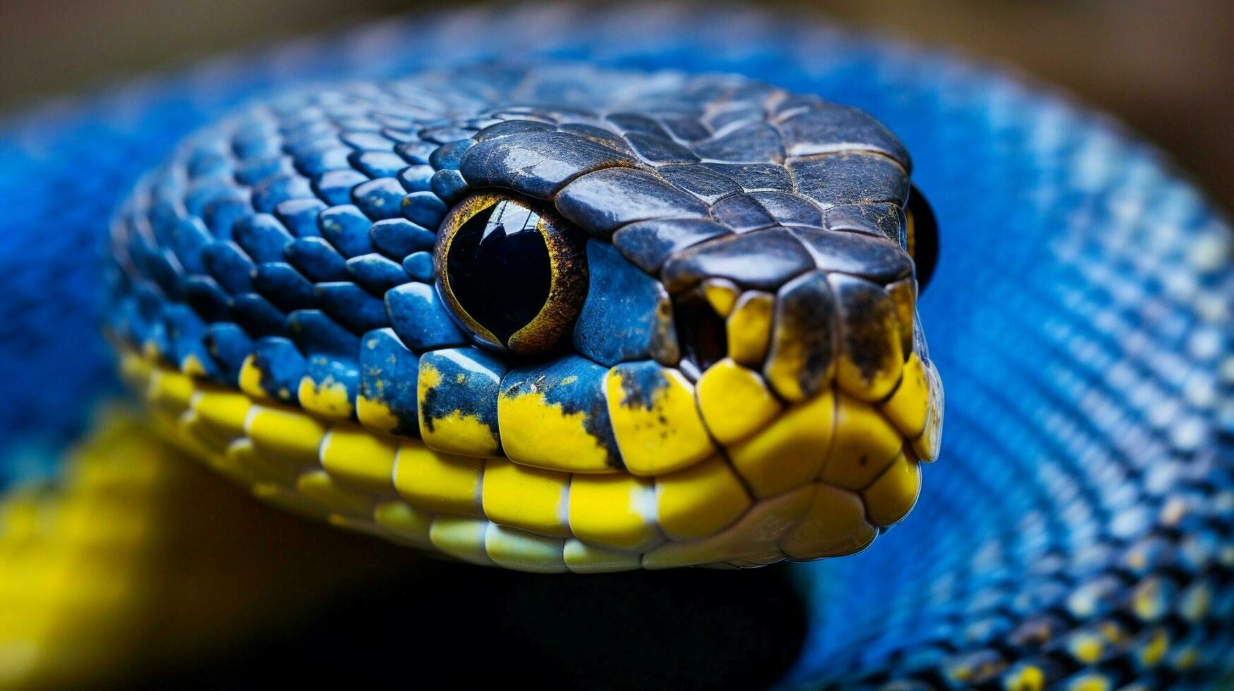 un' serpente con un' blu viso e giallo occhi foto