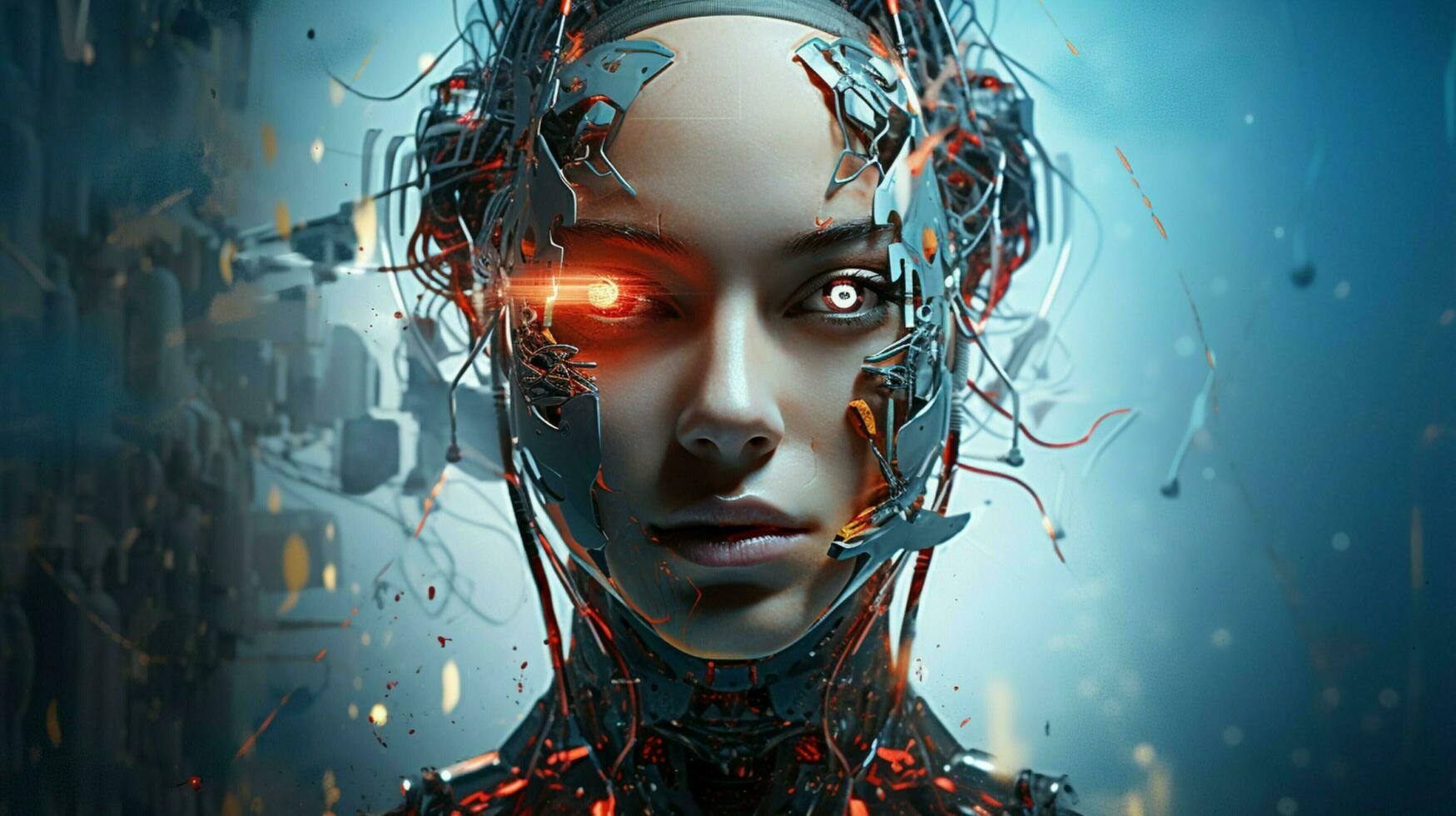 astratto futuristico ritratto di giovane adulto cyborg foto