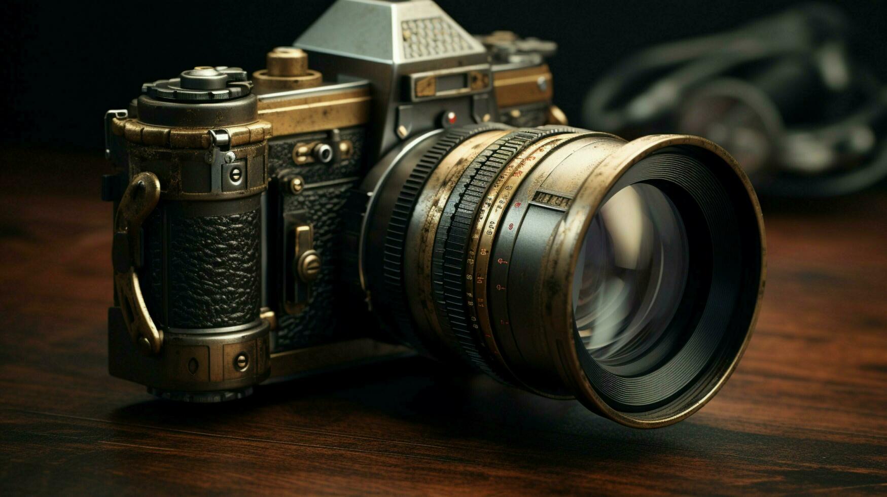 antico slr telecamera con teleobiettivo zooma foto