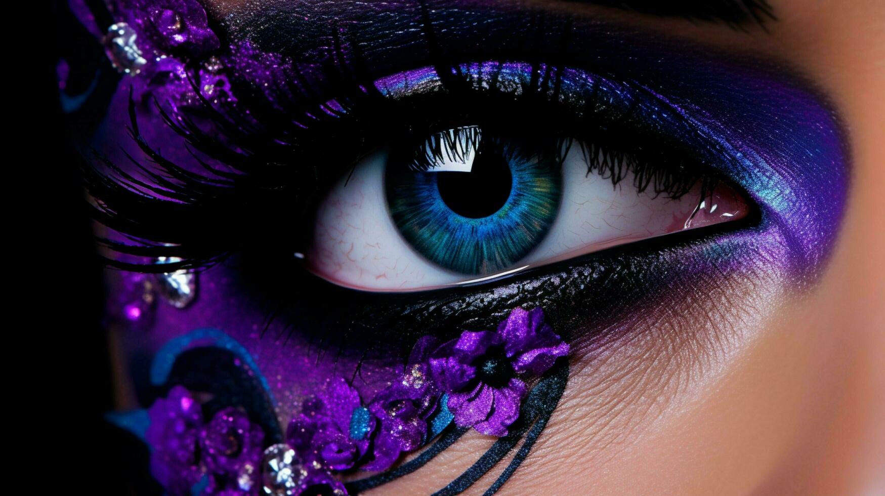 bellezza occhio dipinto viola vivace e elegante foto
