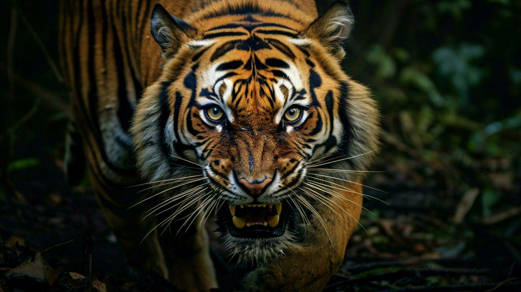 Bengala tigre fissando aggressione nel occhi maestoso bellezza foto