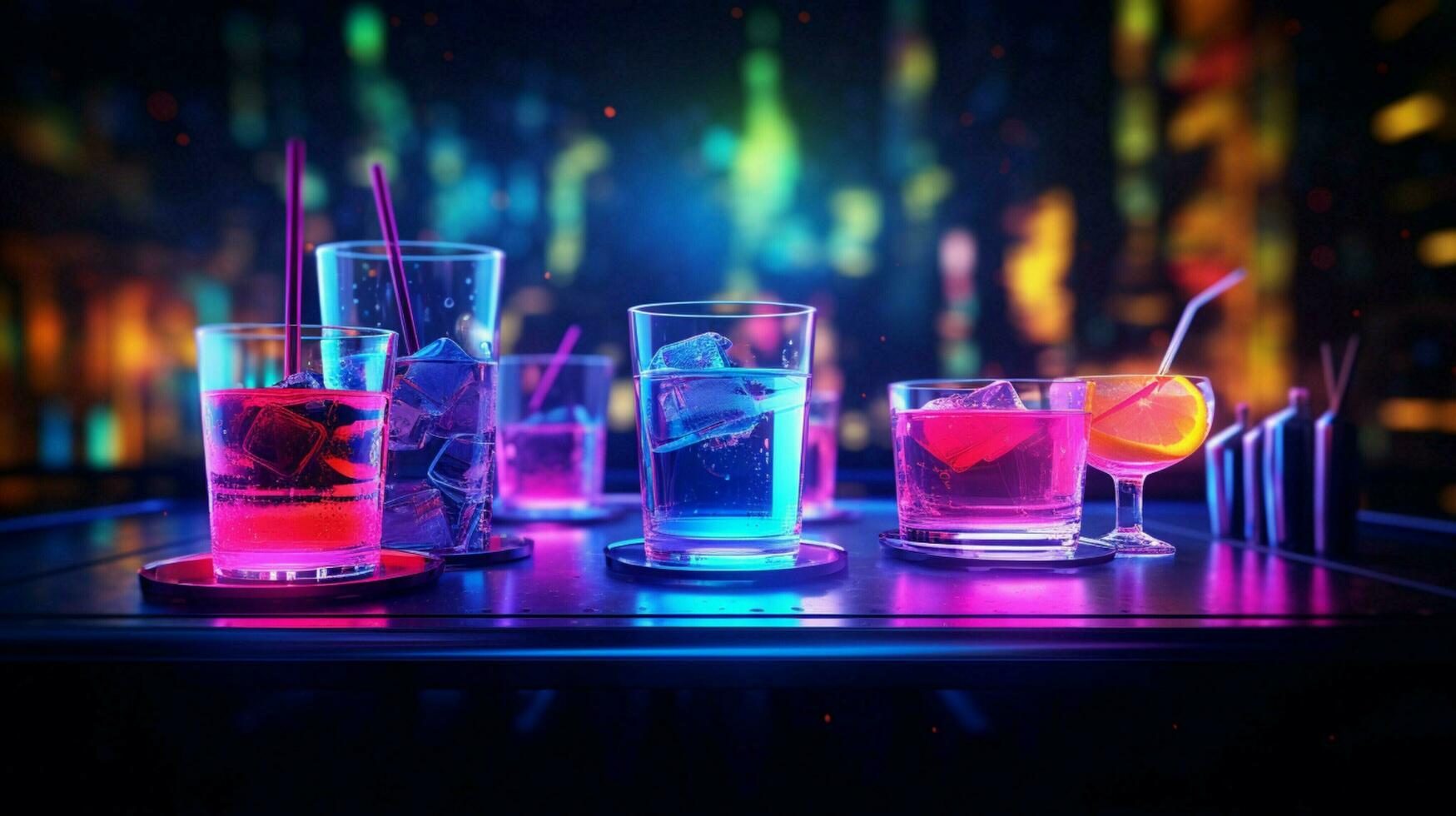 cocktail bar bevanda con neon stile foto