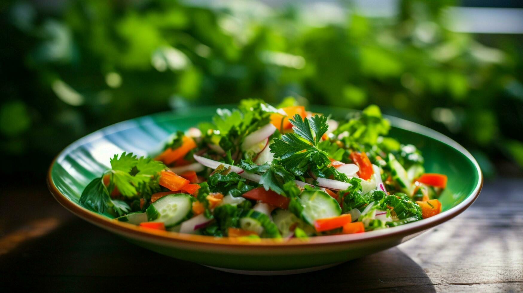 fresco verdura insalata con prezzemolo e coriandolo salutare foto