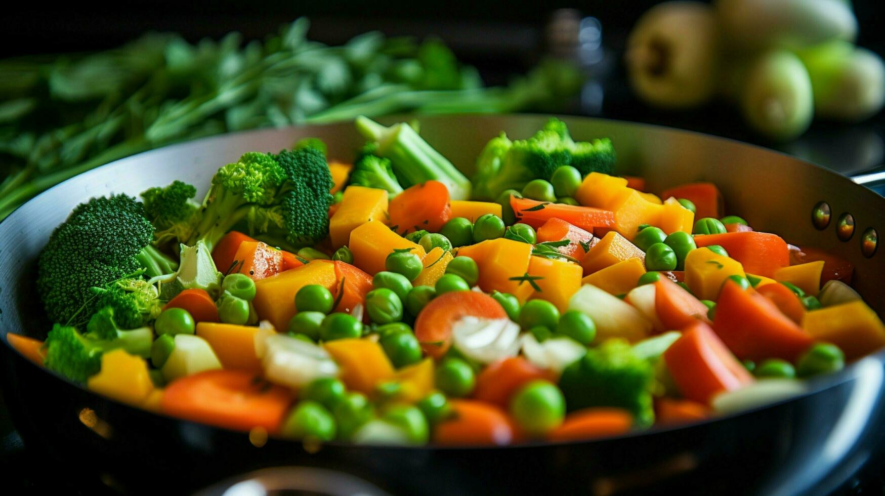 fresco verdure stufare su stufa superiore per salutare pranzo foto