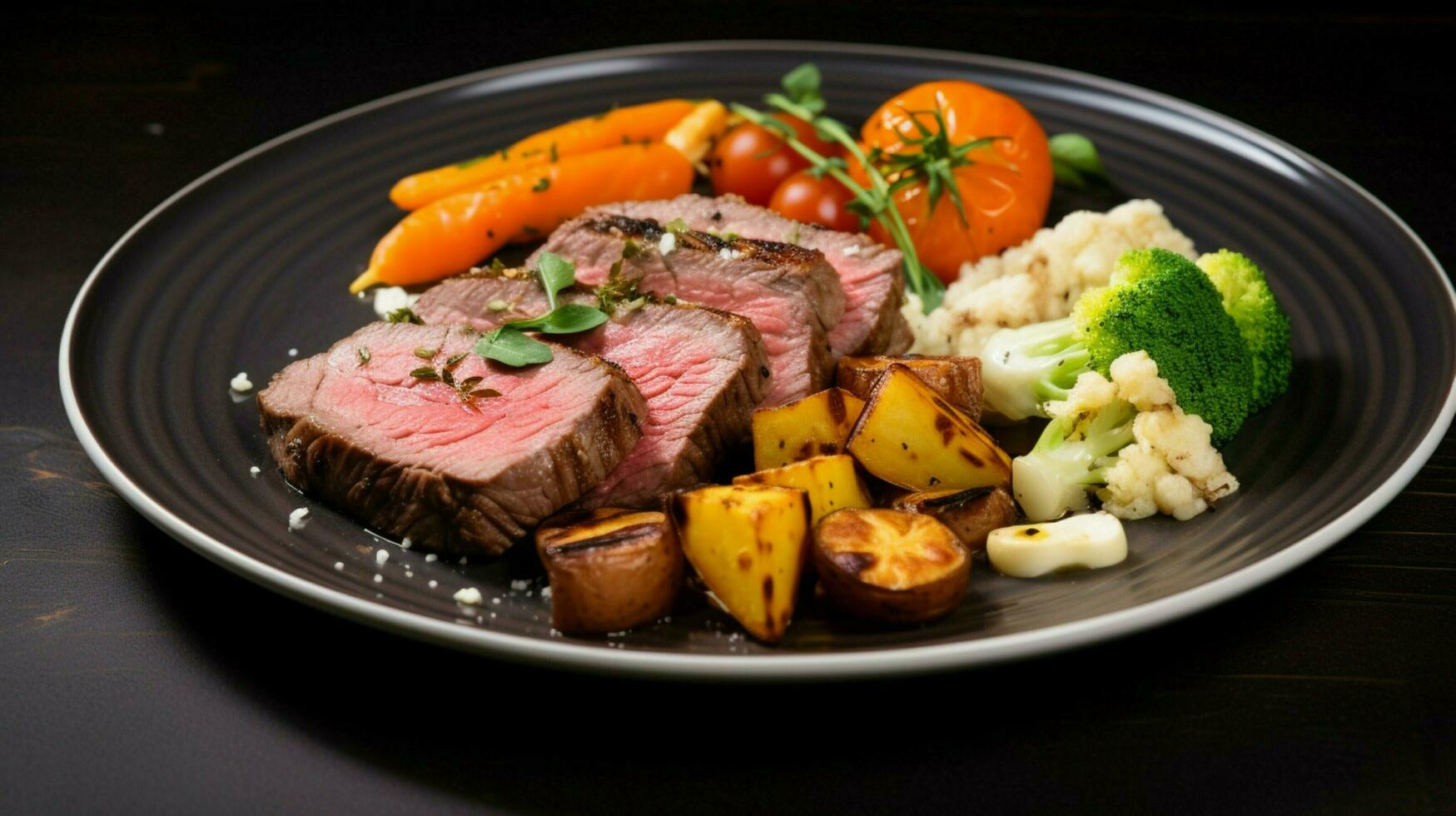 salutare buongustaio pasto con fresco carne e verdure foto