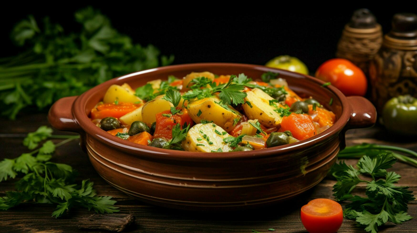 salutare vegetariano stufato con fresco biologico verdure foto