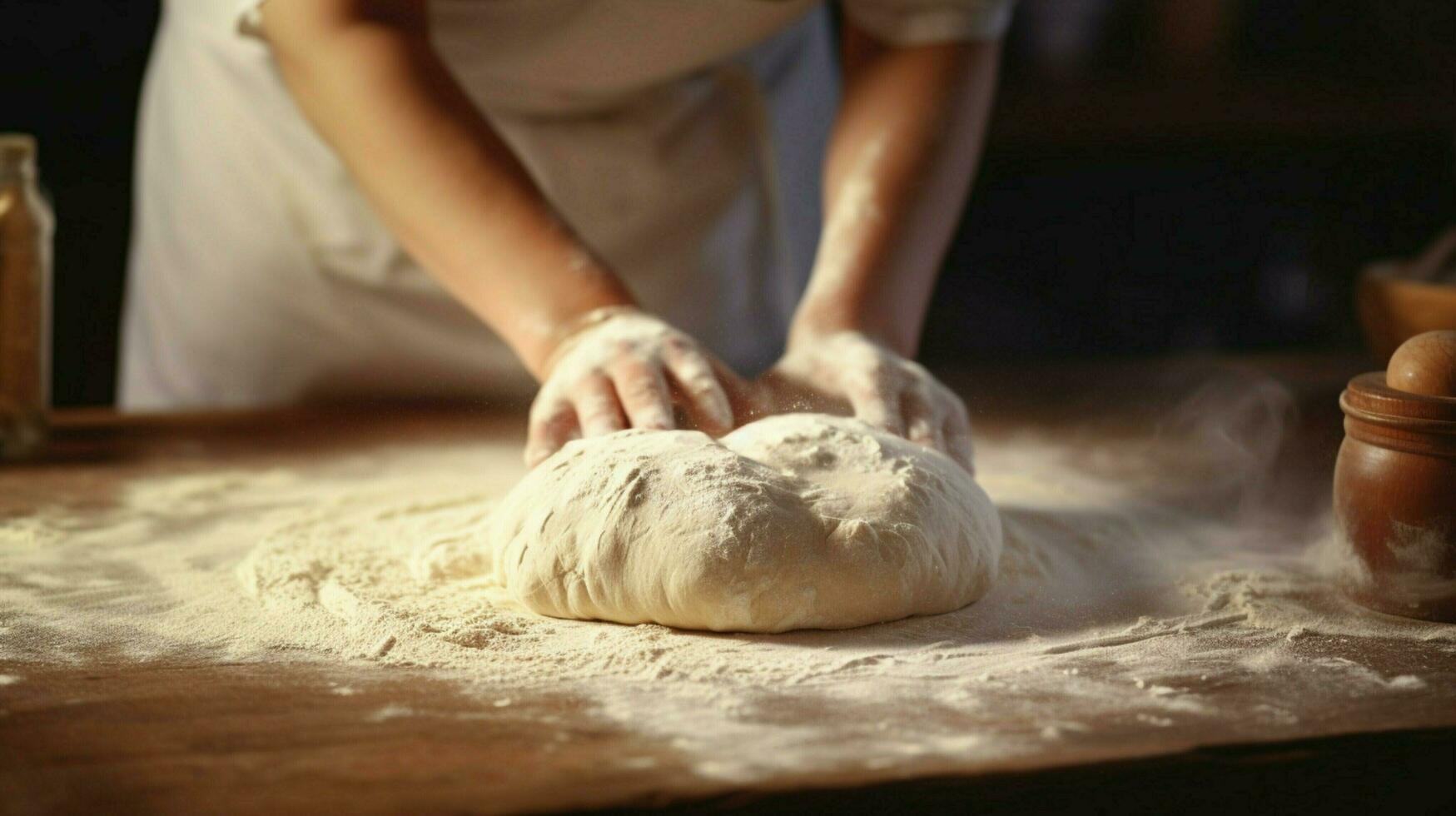 fatti in casa Impasto rotolamento preparazione fresco pane cottura al forno delizioso foto