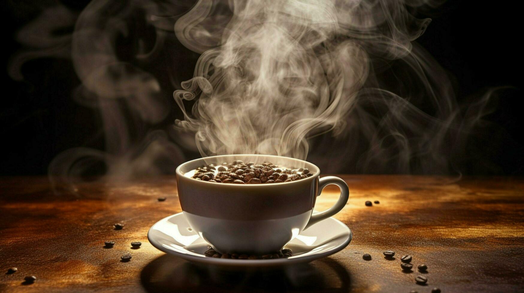 caldo vapore crescente a partire dal caffè nel un' boccale foto