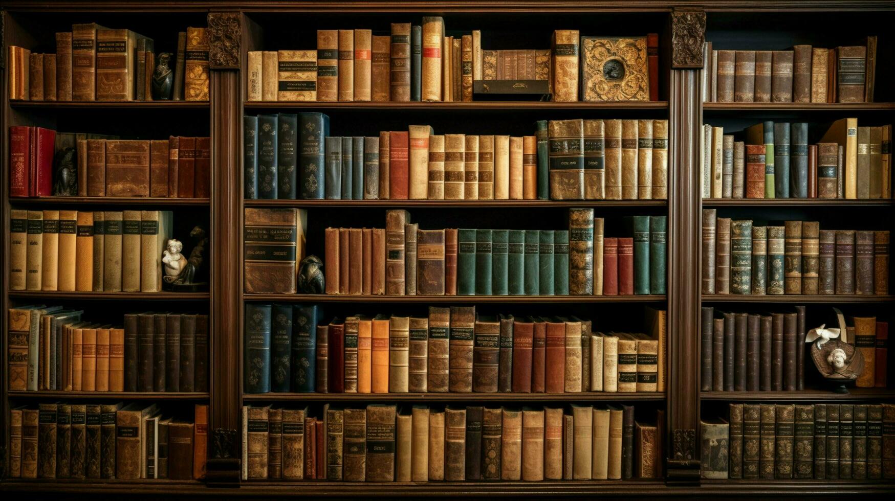 grande collezione di vecchio libri su di legno scaffali foto