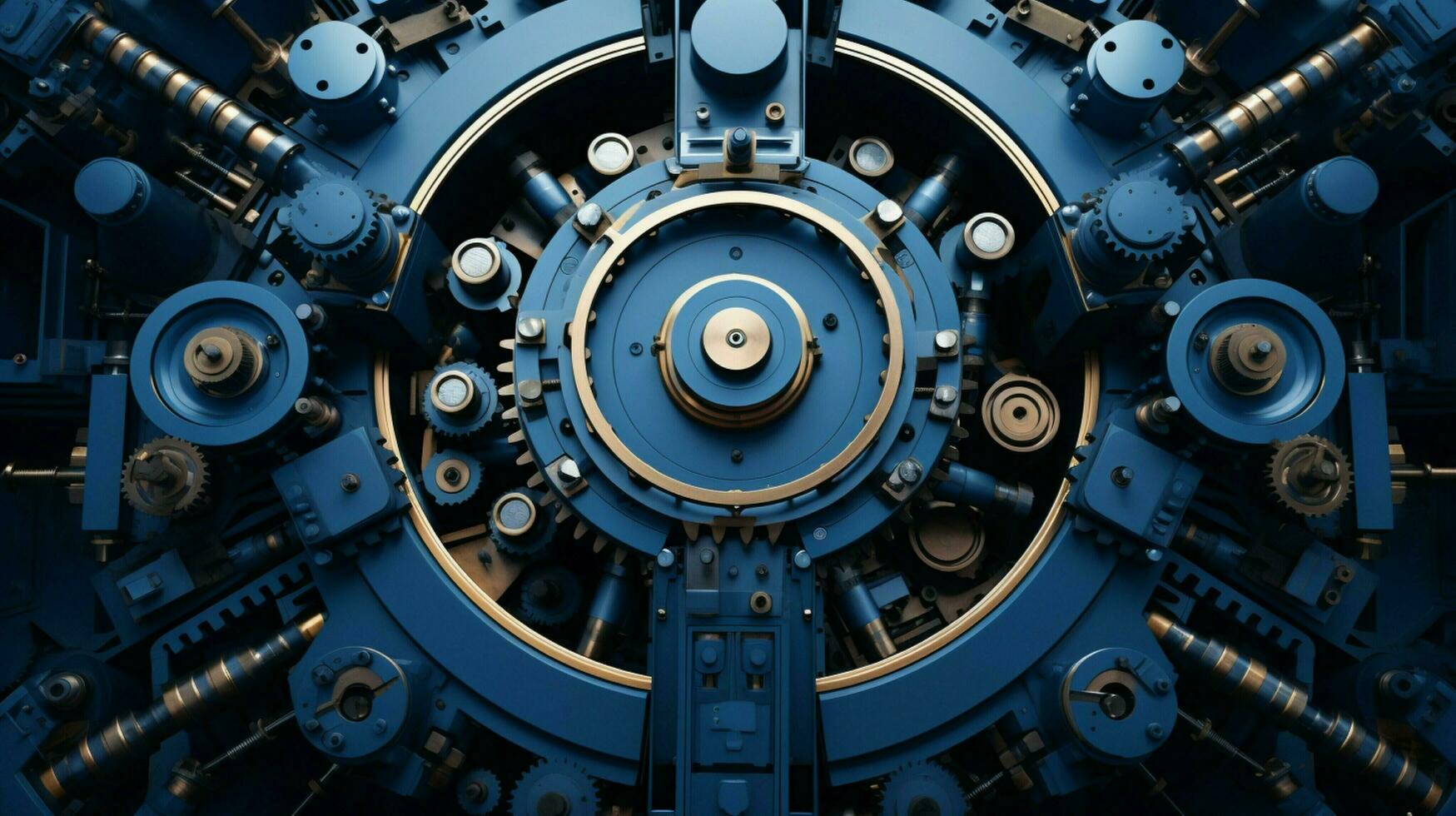metallico macchinari nel blu cerchio alto angolo Visualizza foto