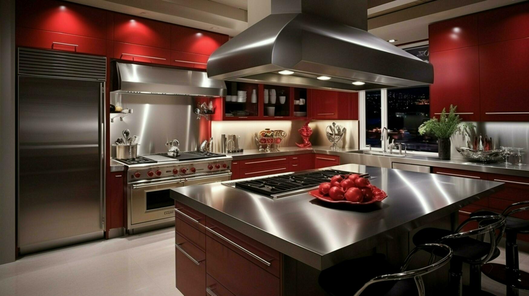 moderno cucina design con inossidabile acciaio elettrodomestici foto