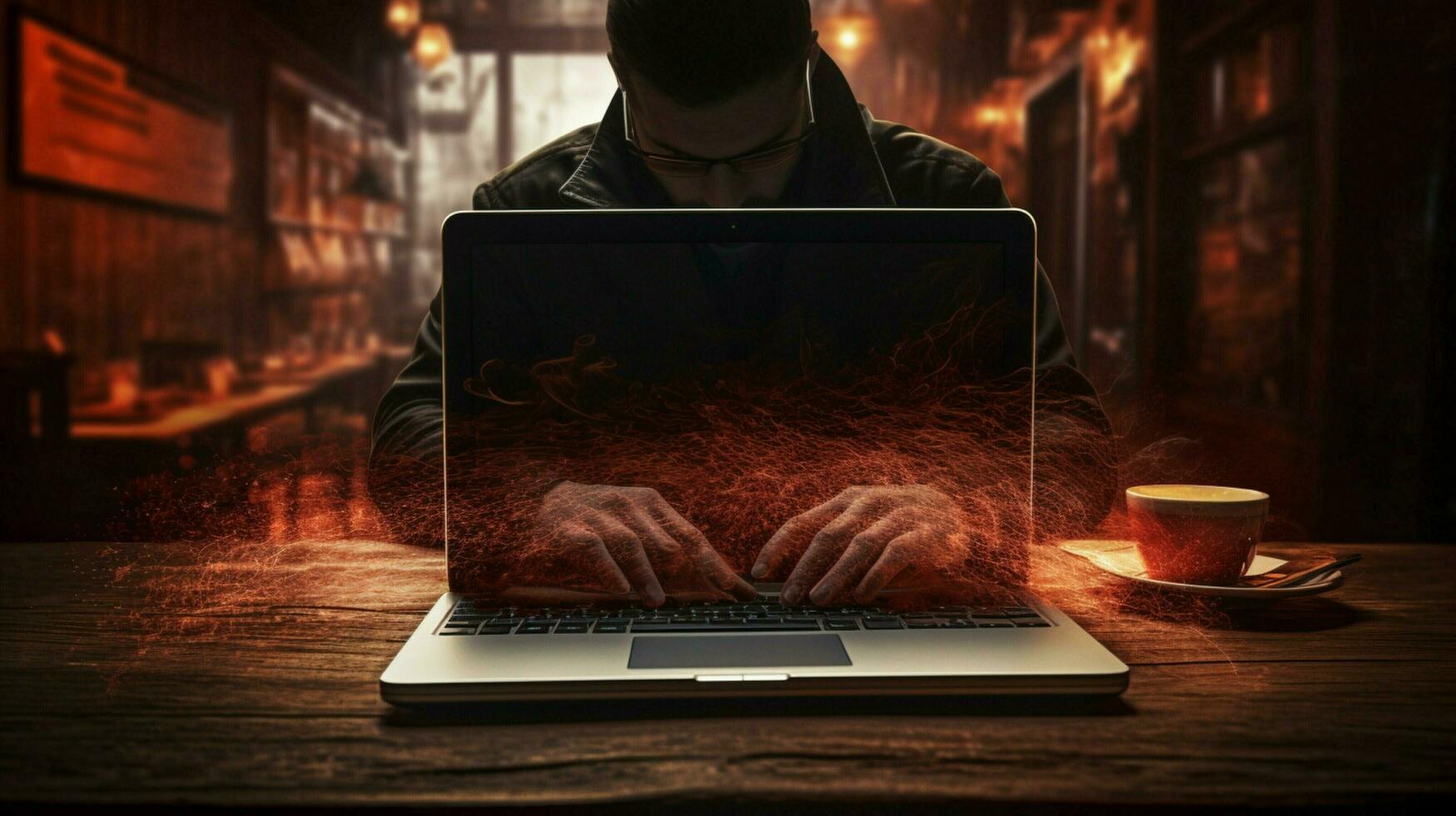 uno persona digitando su computer utilizzando Internet foto