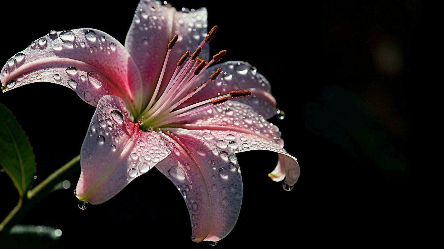 romantico singolo fiore con rugiada gocce e eleganza foto