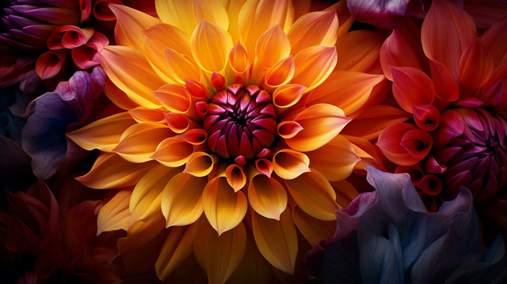 vivace petali di un' Multi colorato dalia nel autunno bellezza foto