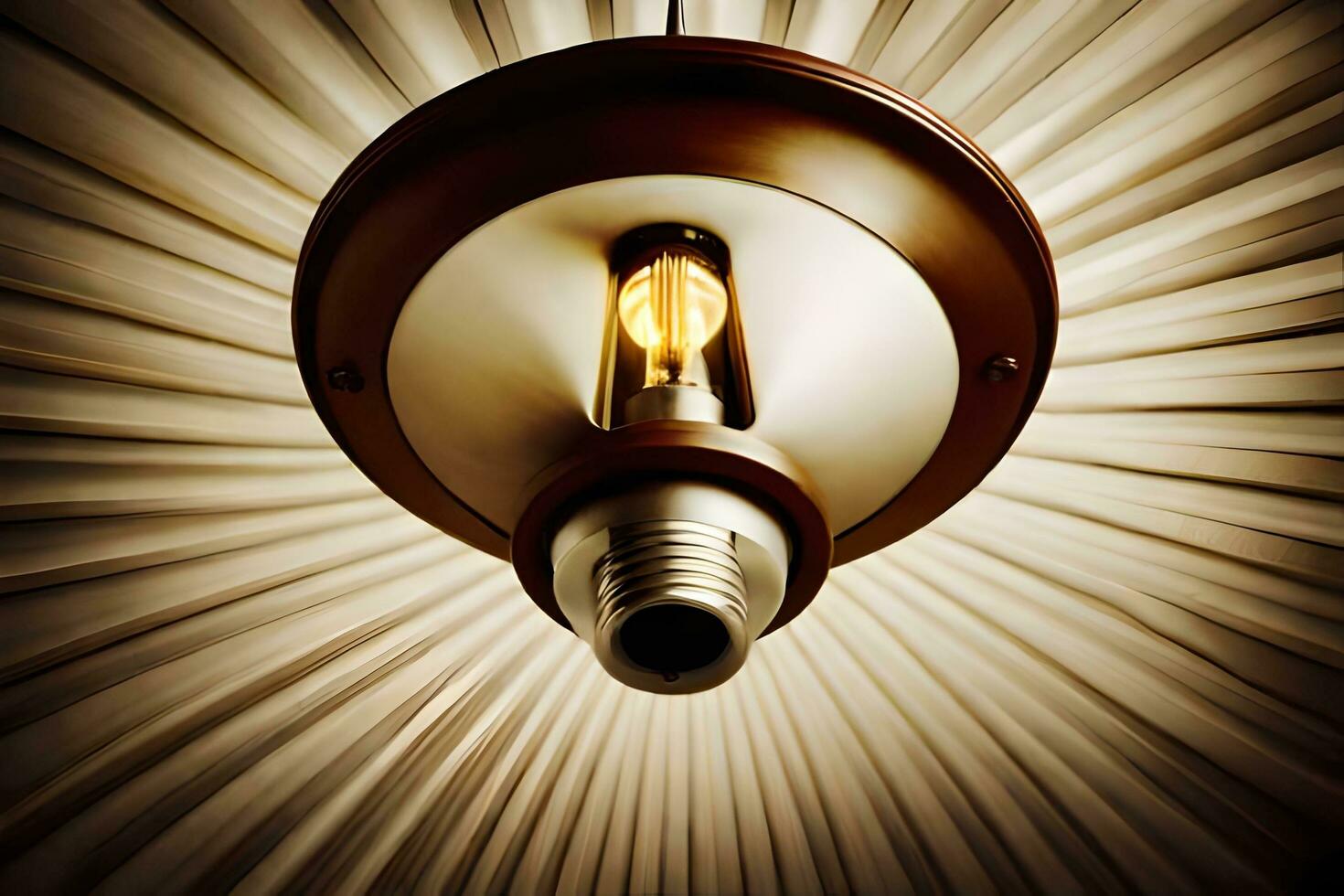 un' leggero lampadina è sospeso a partire dal un' soffitto. ai-generato foto