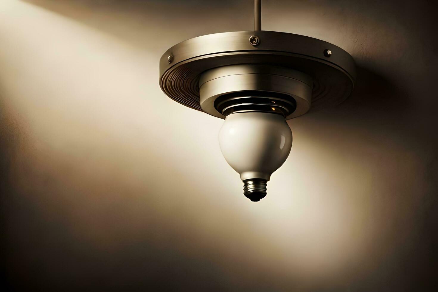 un vecchio leggero lampadina è sospeso a partire dal il soffitto. ai-generato foto