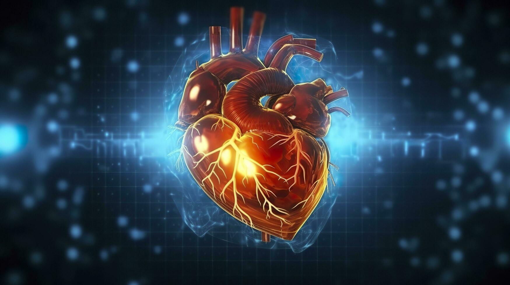 umano cuore con cardiogramma per medico cuore Salute cura sfondo, ai generativo foto