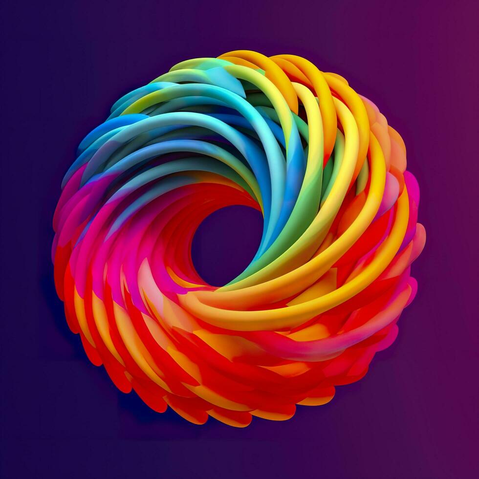 astratto arcobaleno spirale. morbido e arrotondato le forme reso nel ingarbugliato perfezione. ai generativo foto