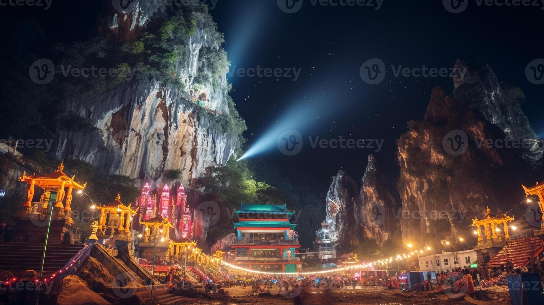 notte Visualizza di batu grotte. generativo ai foto