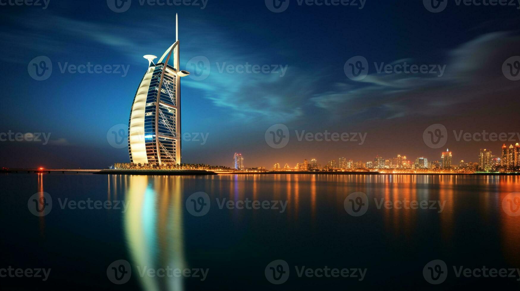 notte Visualizza di burj al arabo. generativo ai foto