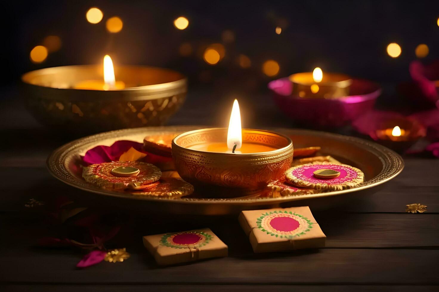 Festival di luci, Diwali celebrazioni. ai generato. foto