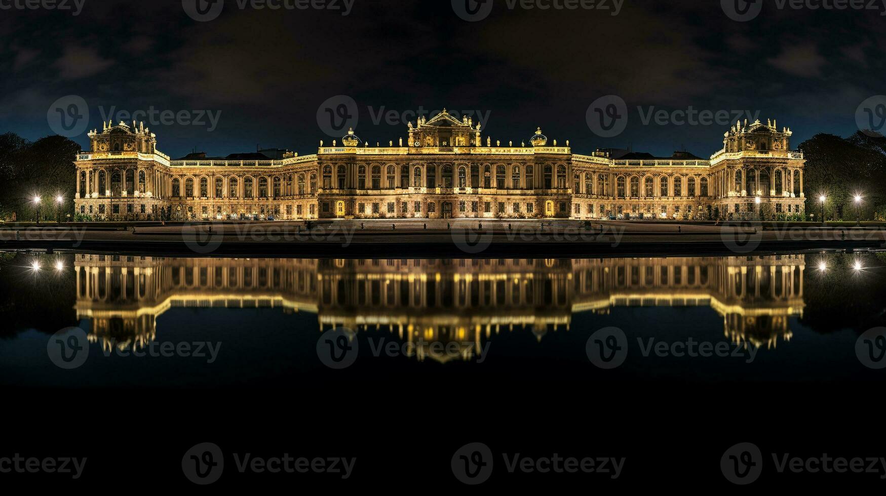 notte Visualizza di Schönbrunn palazzo. generativo ai foto