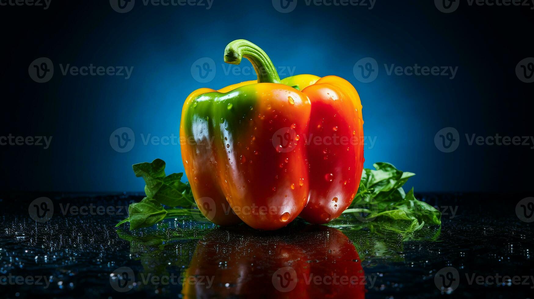 foto di campana Pepe frutta metà contro un' colorato astratto sfondo. generativo ai