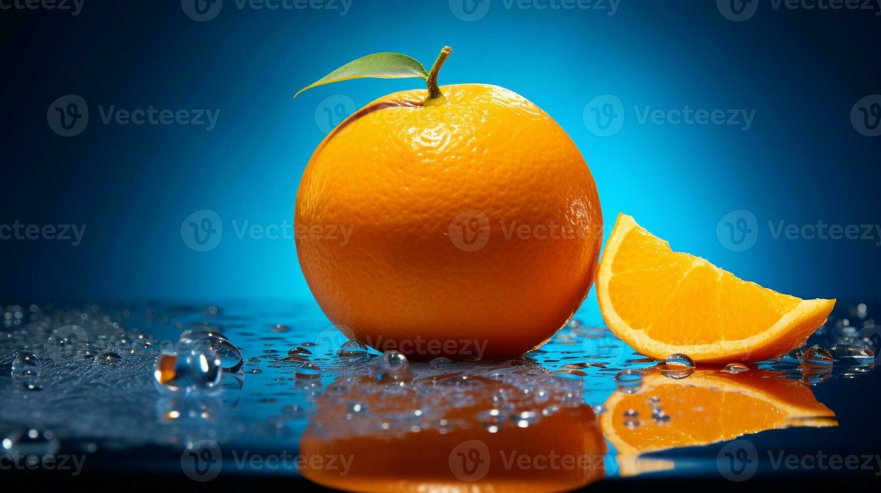 foto di mandarino frutta metà contro un' colorato astratto sfondo. generativo ai