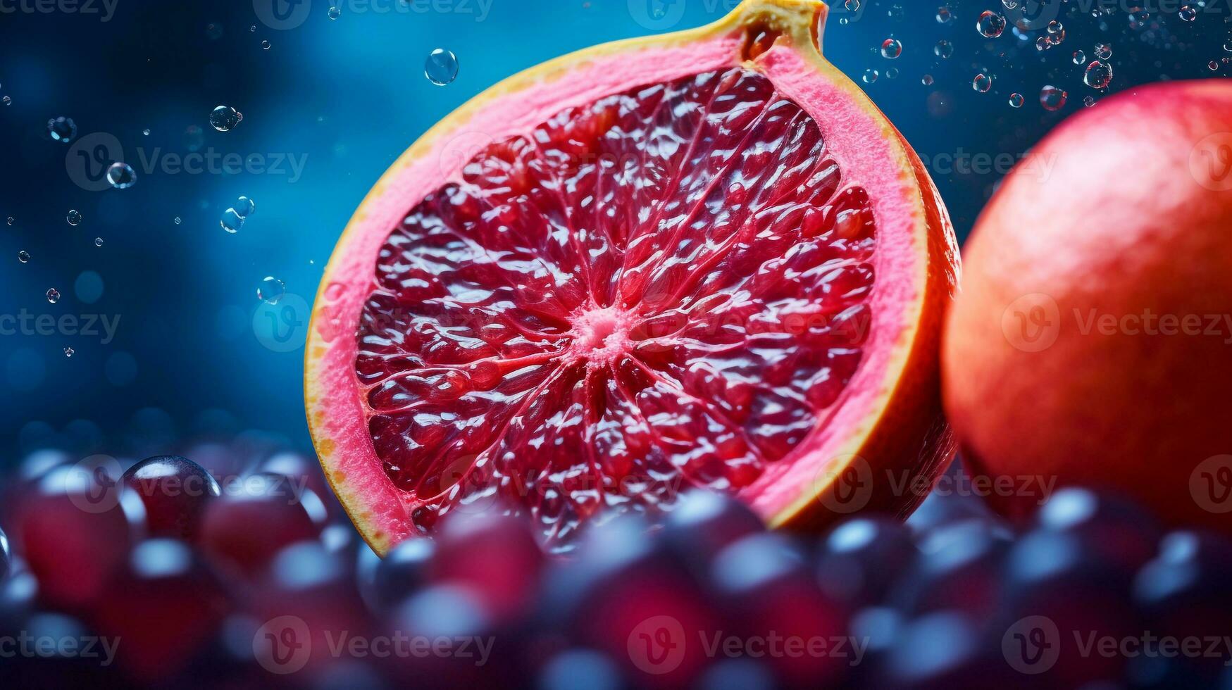 foto di uva frutta metà contro un' colorato astratto sfondo. generativo ai