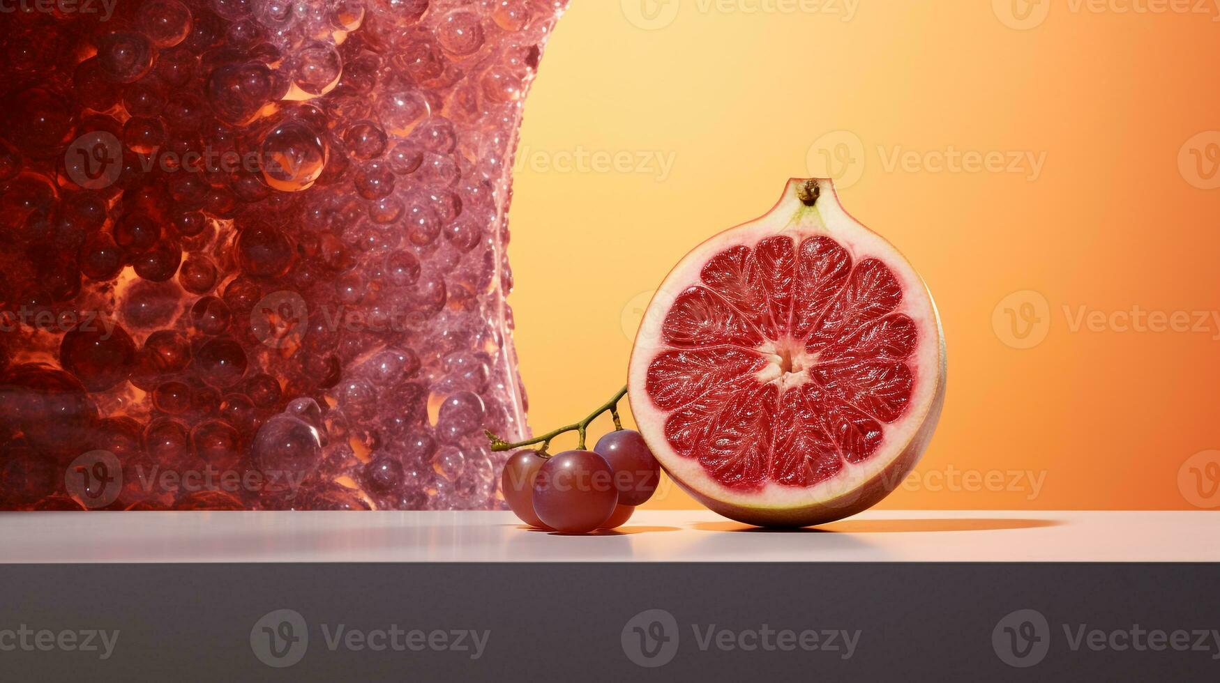 foto di uva frutta metà contro un' colorato astratto sfondo. generativo ai