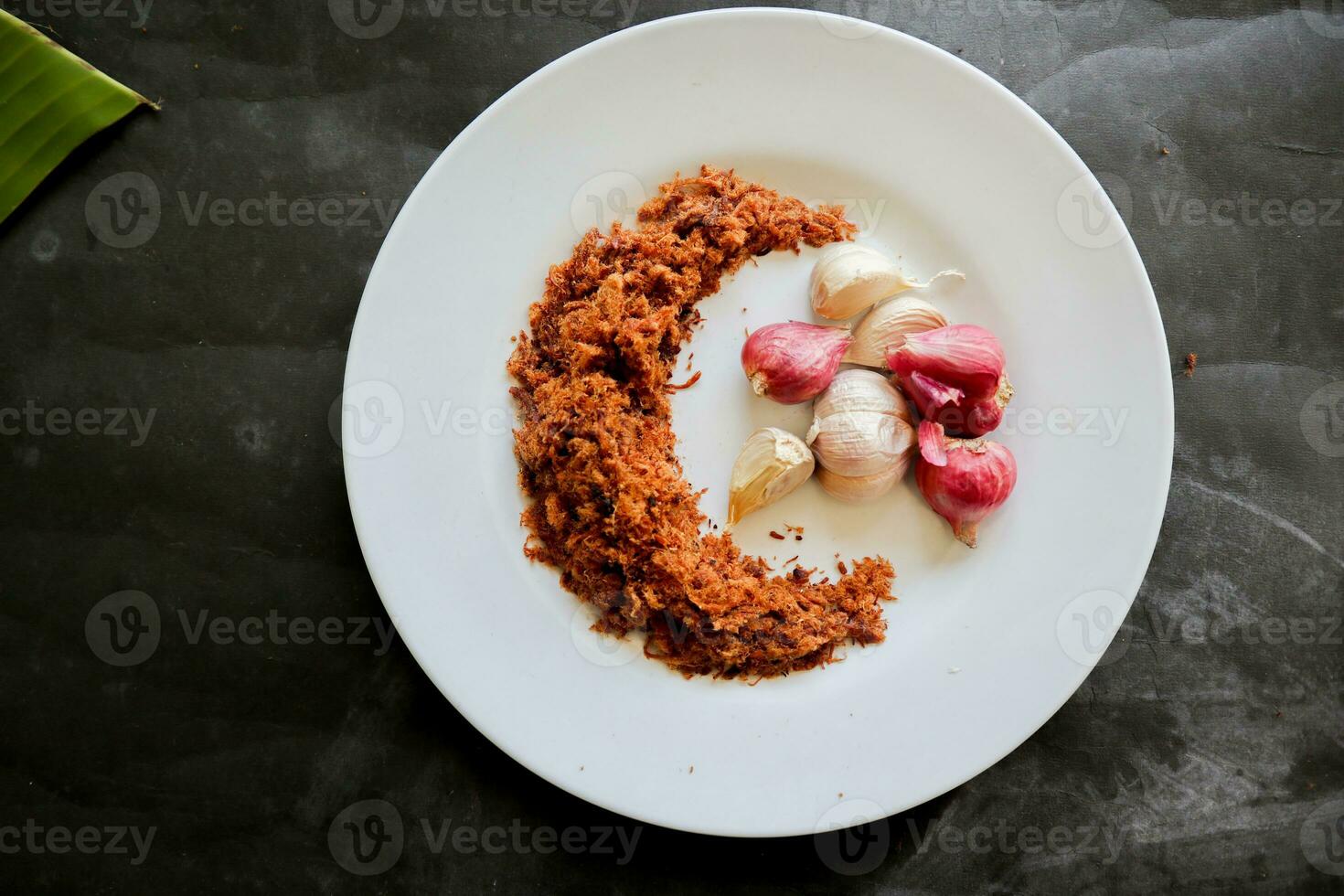 abon fatto di carne, tritato carne piatti fatto con Marrone zucchero e essiccato, conservato Alimenti. indonesiano asiatico cibo foto