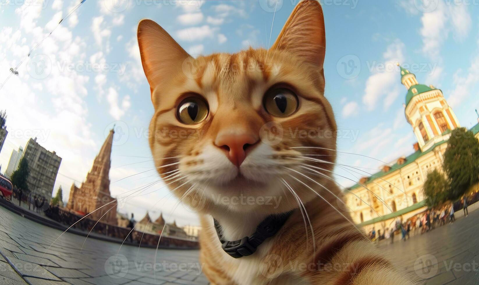 curioso felino cattura si con un' telecamera. ai generativo. foto