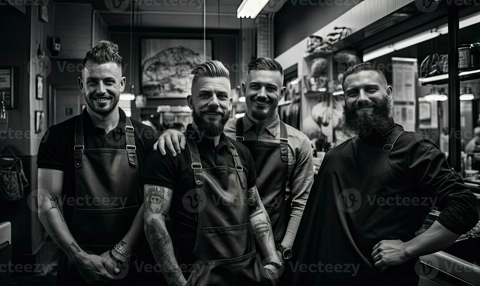 professionale barbieri impegnare nel conversazione nel un' occupato. ai generativo. foto